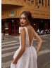 Beaded Ivory Lace Tulle Pearl Wedding Dress With Detachable Cape